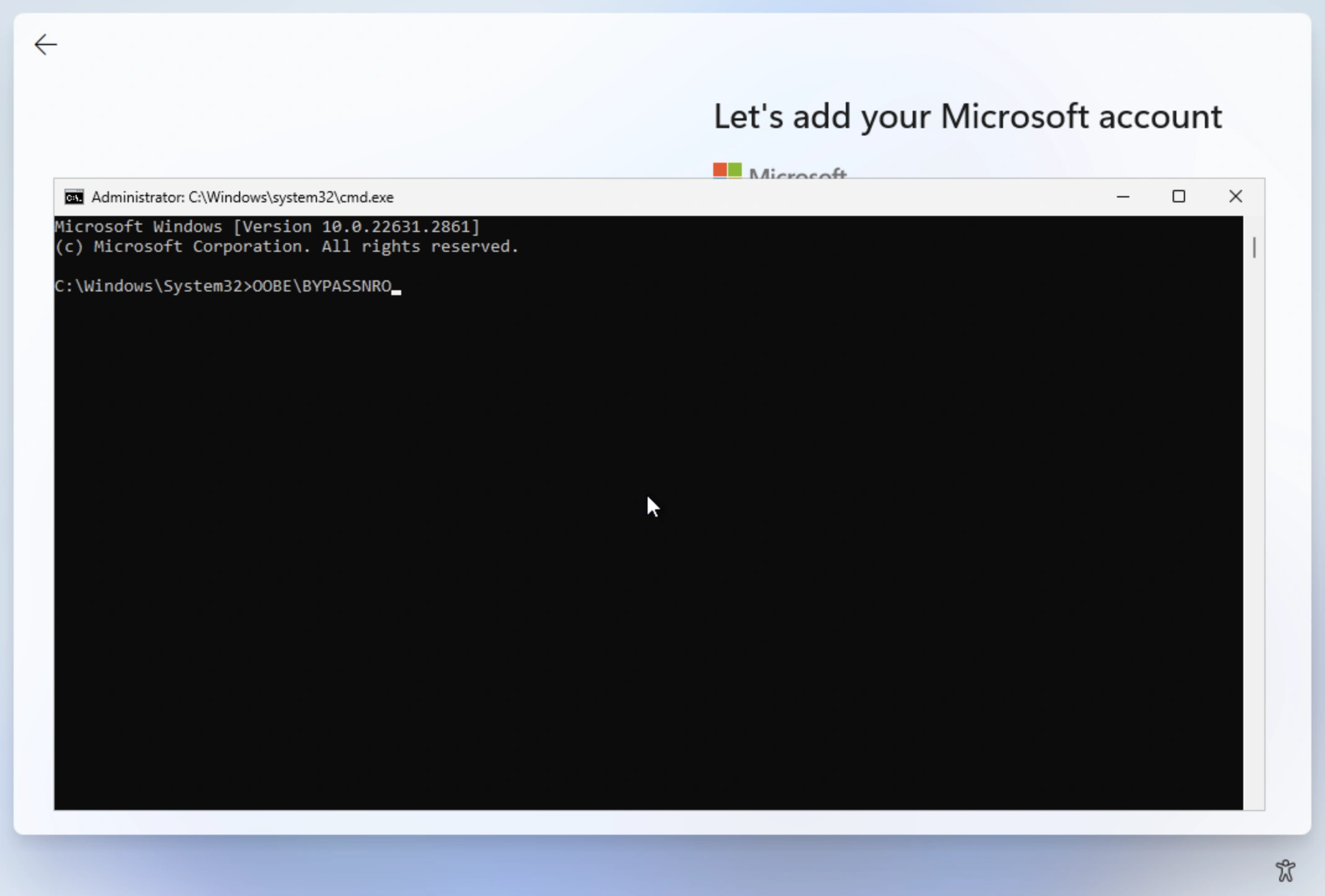 Windows CLI with OOBE\BYPASSNNRO
